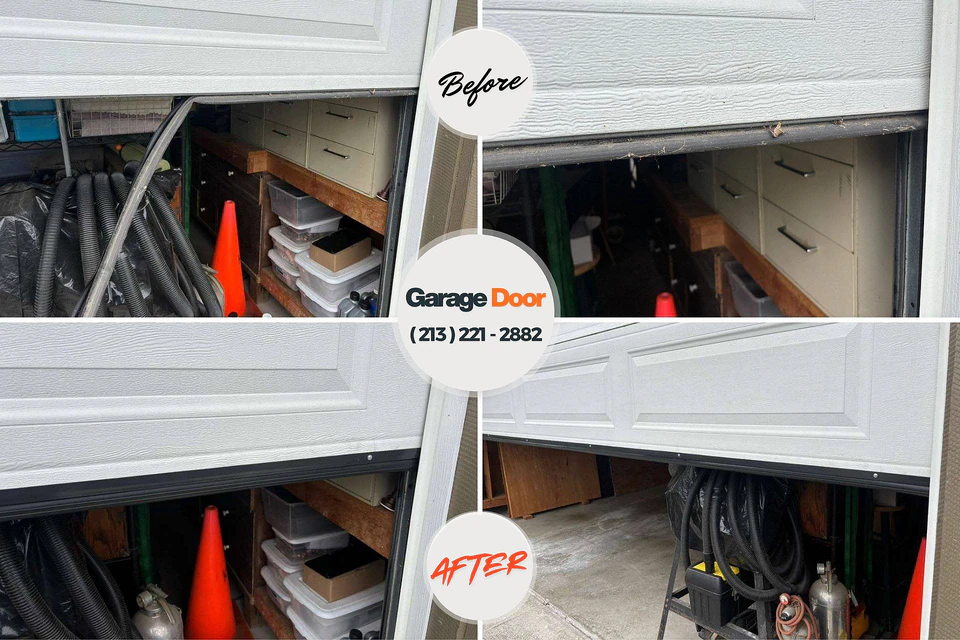 Before and after: garage door repair North Prairie, WI